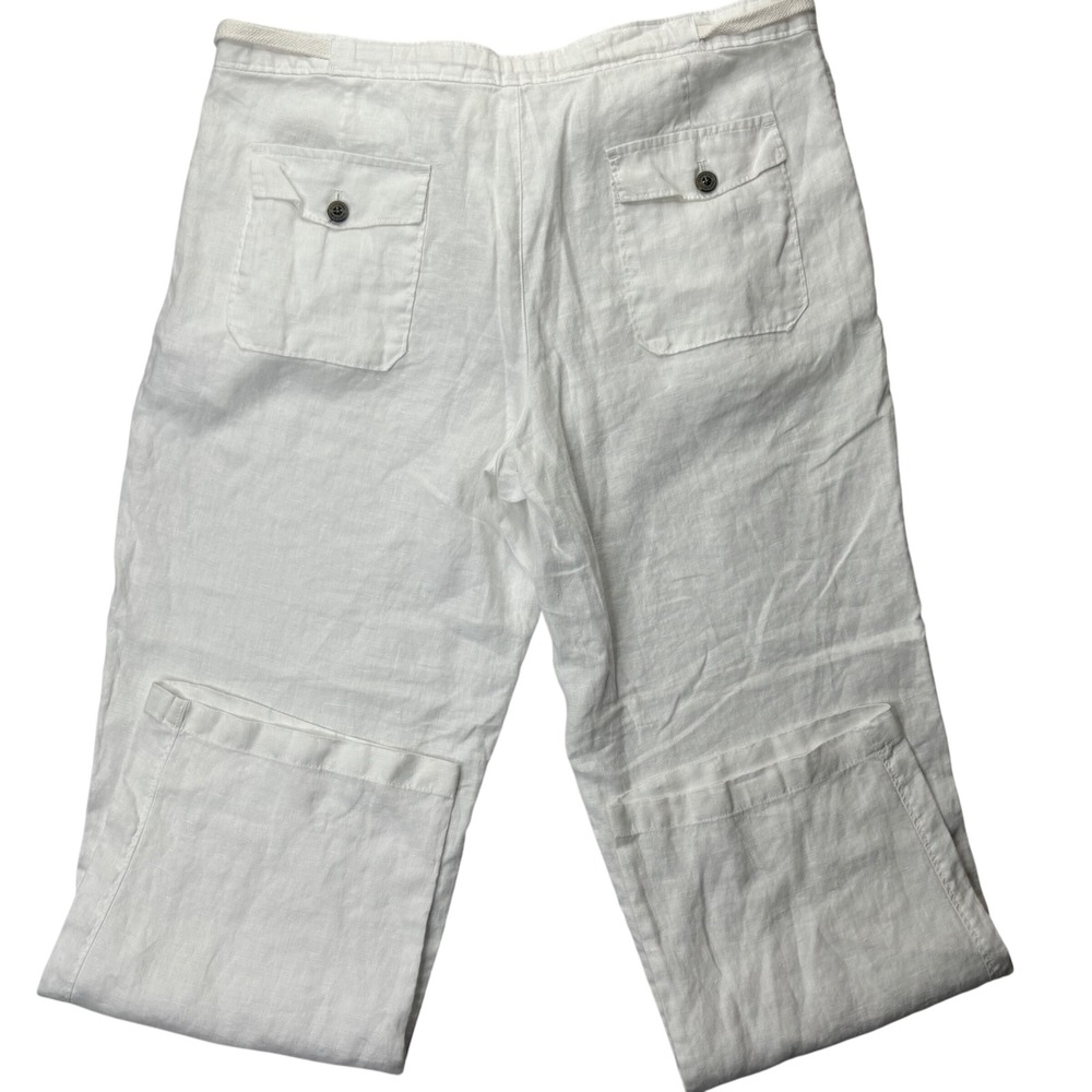 Tasso Elba Island Pants Men's 34 White 100% Linen Drawstring Straight Leg Beach - Picture 8 of 13